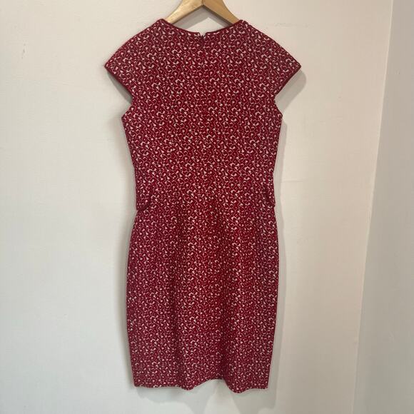 Carolina Herrera Wool Blend Sheath Dress Red Parisian Elegant Workwear Sz 6 - Picture 3 of 9